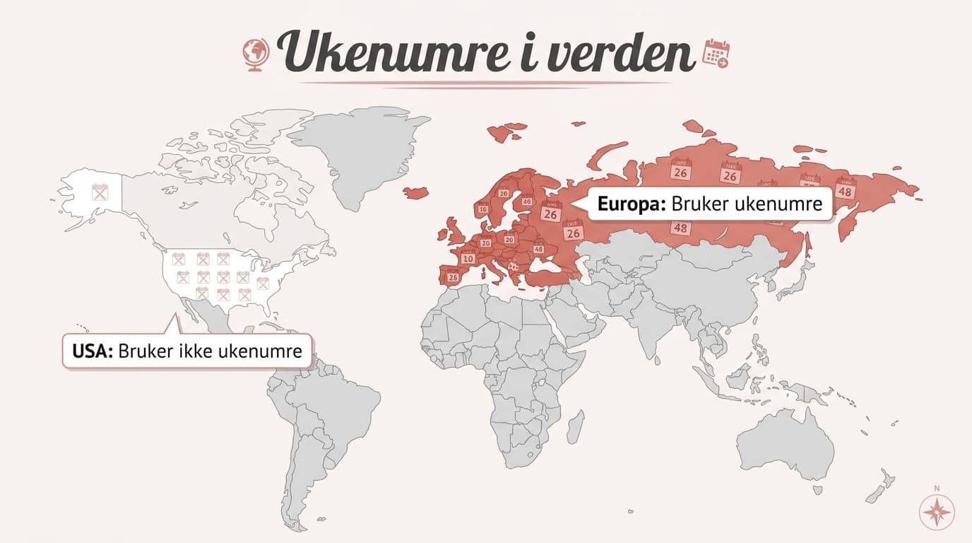 Sammenligning av bruk av ukenumre i Europa versus Nord-Amerika