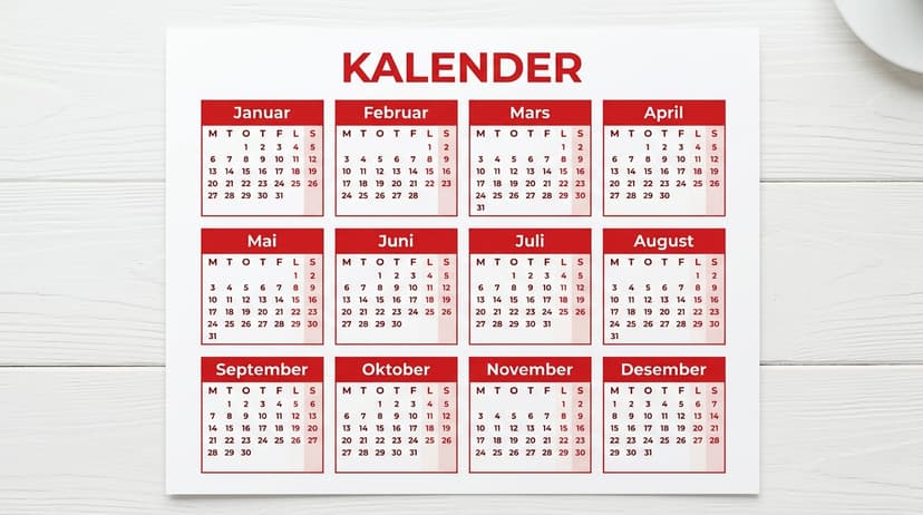 Norsk årskalender 2023 med alle tolv måneder fra januar til desember
