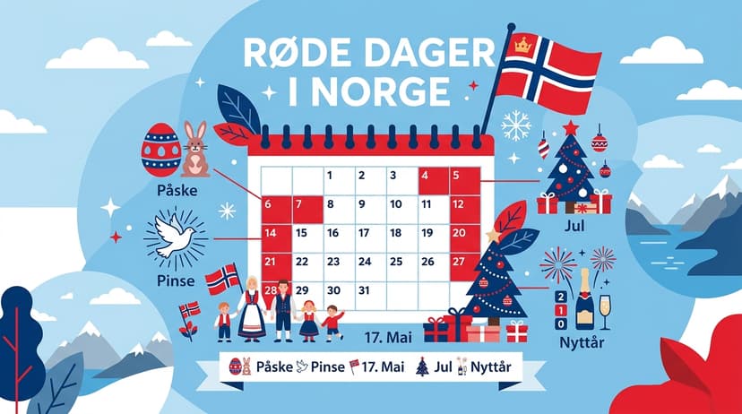 Røde dager i Norge 2023 – Påske, Pinse, 17. Mai, Jul og Nyttår
