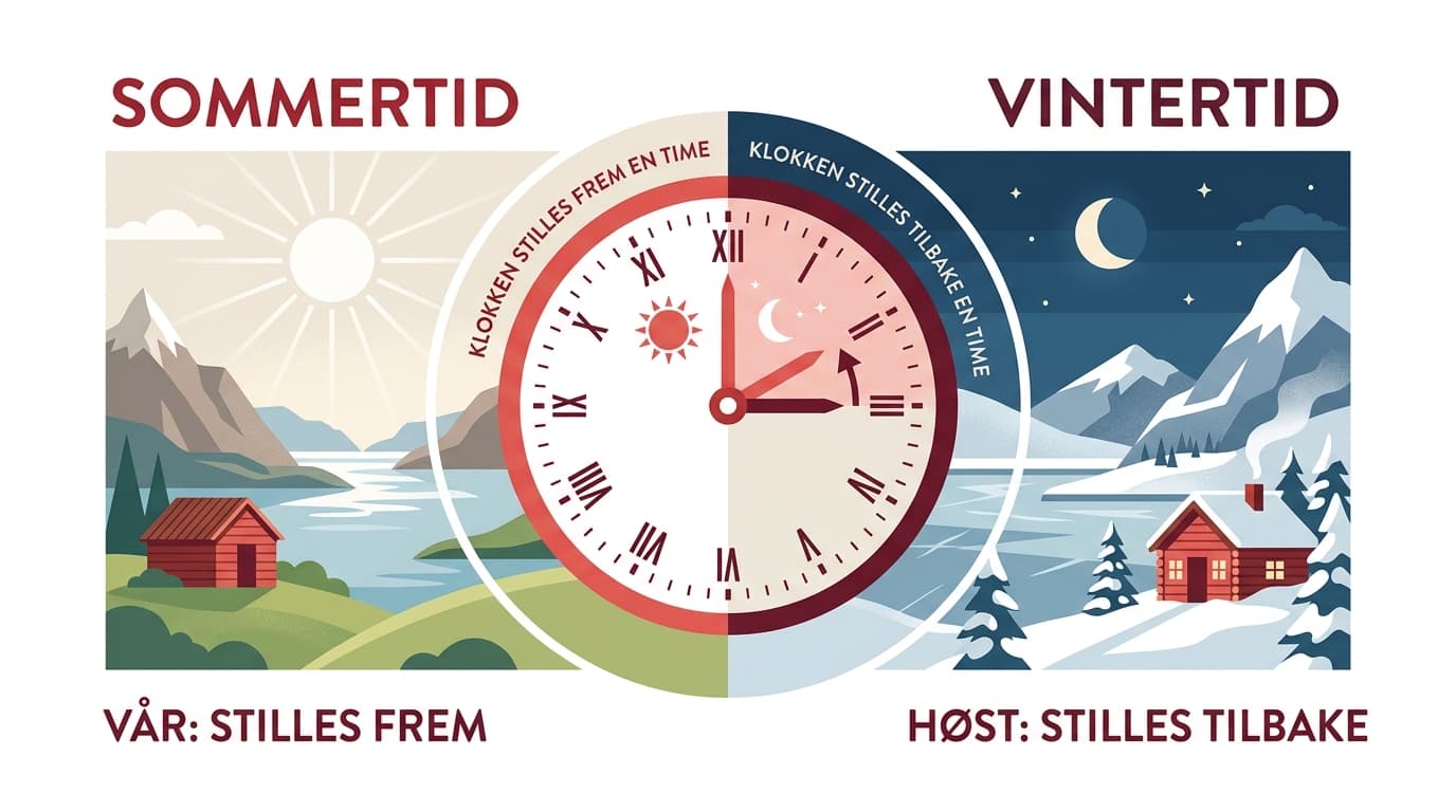 Sommertid og vintertid i Norge - klokken stilles frem og tilbake