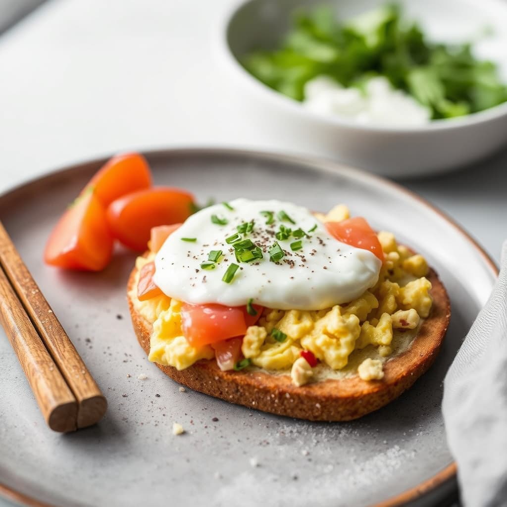 Rørt egg med laksikaviar smørbrød